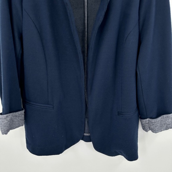 Skies Are Blue Womens XL Navy Blue Ribbed Blazer Jacket Dark Academia Preppy - Picture 3 of 10